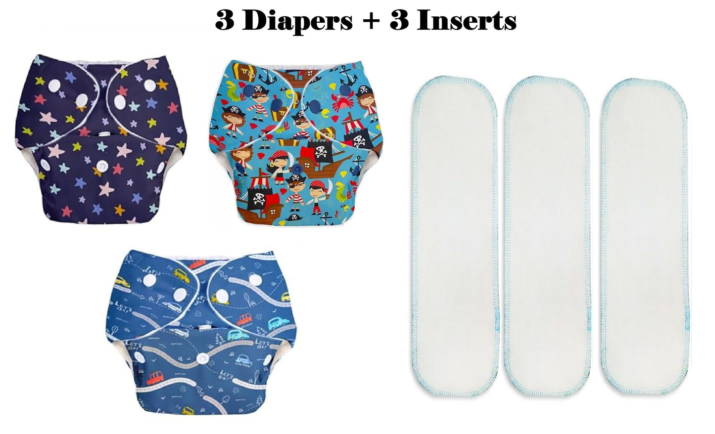Baby Reusable Diapers - Waterproof & Leakproof Diapers for 0-3 year old Babies - (Size is Adjustable)