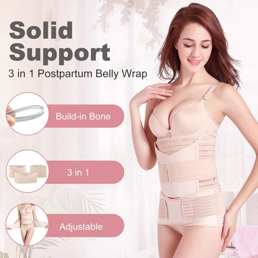 3 in 1 Postpartum Recovery Belt - Post Pregnancy Abdominal Belt for Back Pain and Waist/Pelvis Support