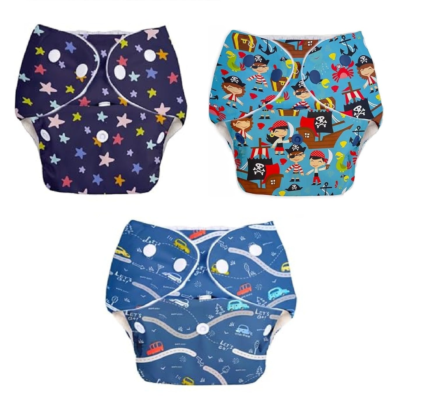 Baby Reusable Diapers - Waterproof & Leakproof Diapers for 0-3 year old Babies - (Size is Adjustable)