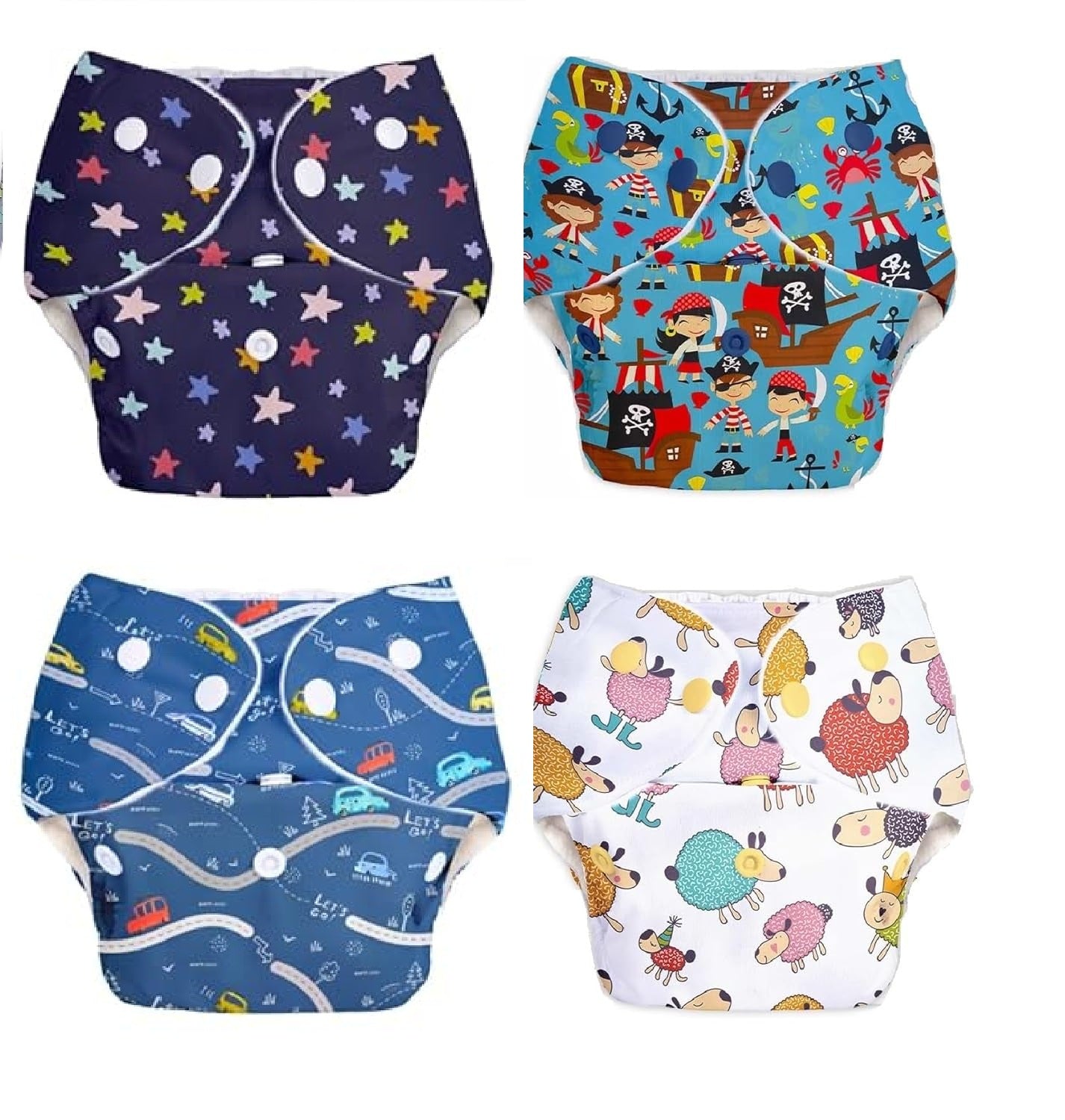 Baby Reusable Diapers - Waterproof & Leakproof Diapers for 0-3 year old Babies - (Size is Adjustable)