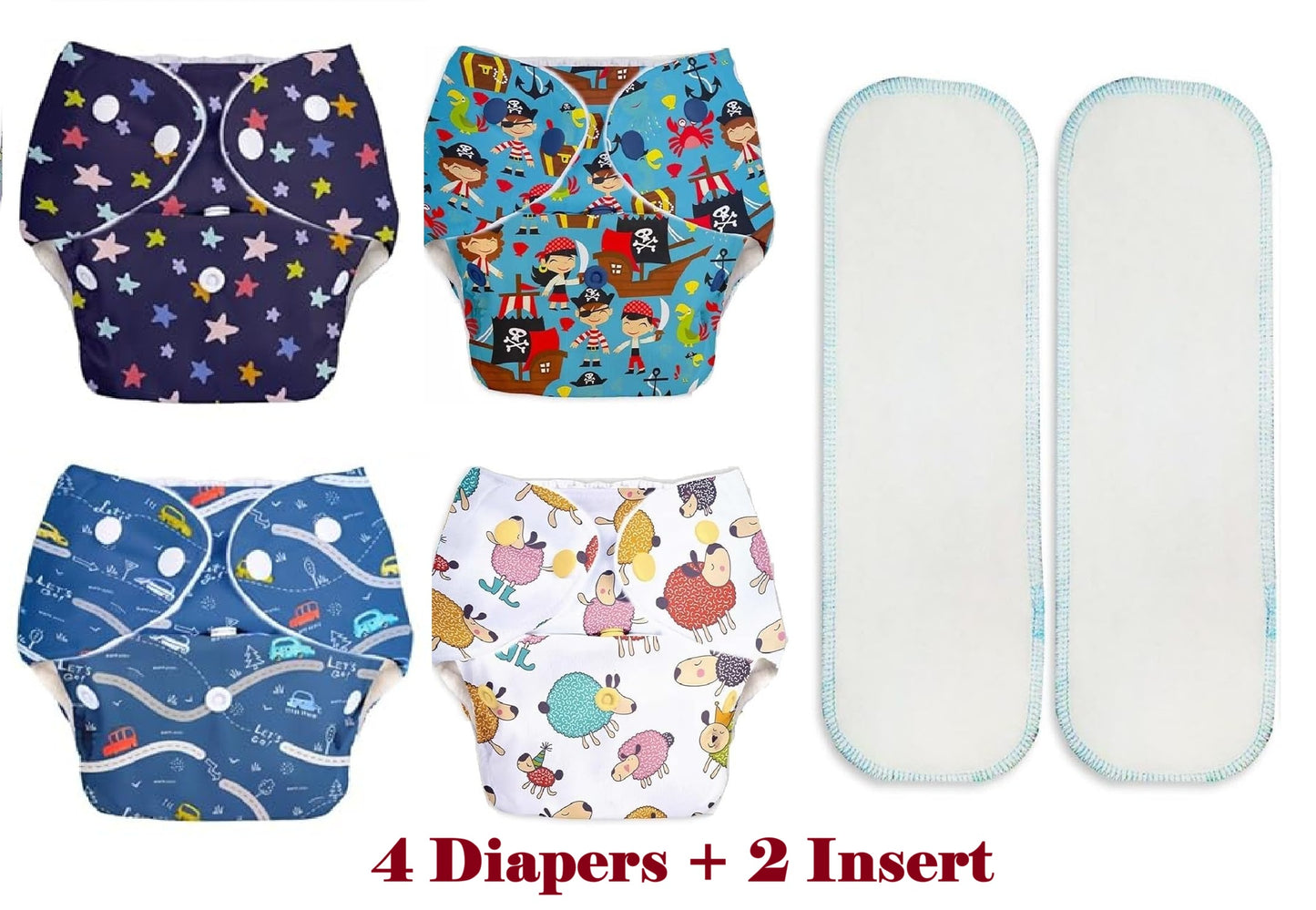 Baby Reusable Diapers - Waterproof & Leakproof Diapers for 0-3 year old Babies - (Size is Adjustable)