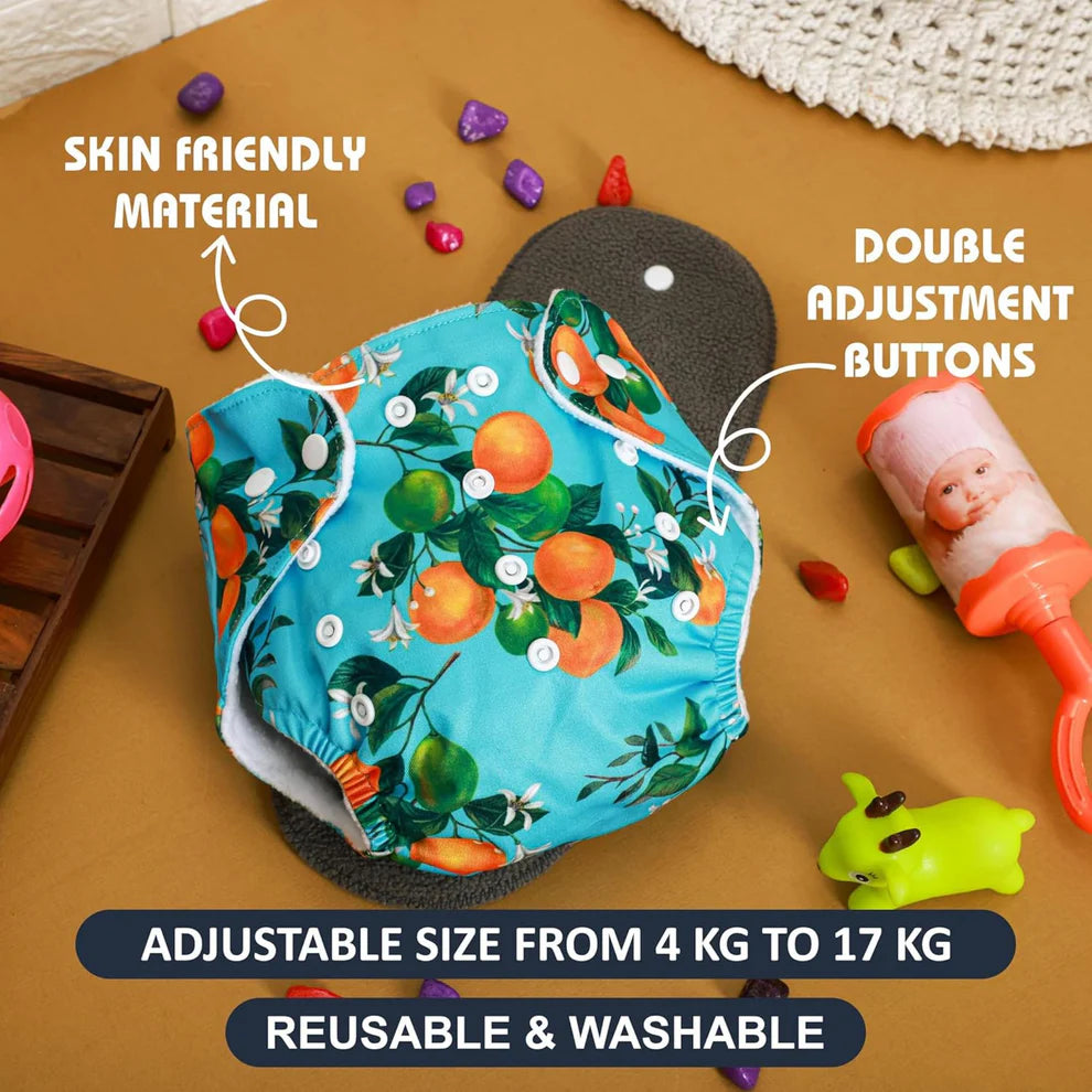 Baby Reusable Diapers - Waterproof & Leakproof Diapers for 0-3 year old Babies - (Size is Adjustable)