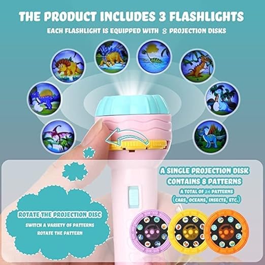 Mini Projector Torch - Flashlight with Slides (Educational Toy)