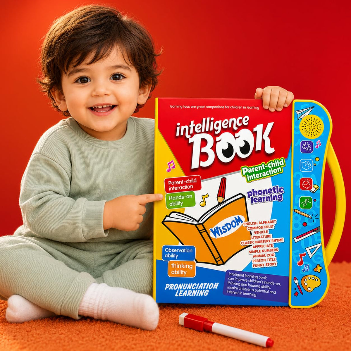 Intelligence Sound Book for Kids | Touch & Learn Educational Toy | Alphabets, Numbers, Shapes, Phonics, Rhymes