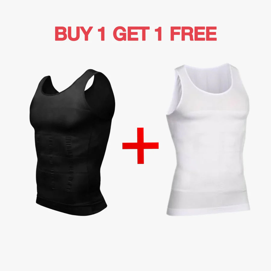 Buy 1 Get 1 Free - Mens Shaper Vest Baniyain Tank - Pack of 2 - 1 Black and 1 White
