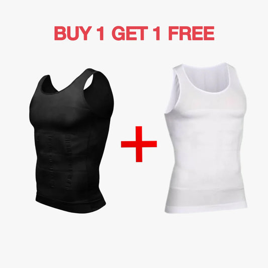 Buy 1 Get 1 Free - Mens Shaper Vest Baniyain Tank - Pack of 2 - 1 Black and 1 White