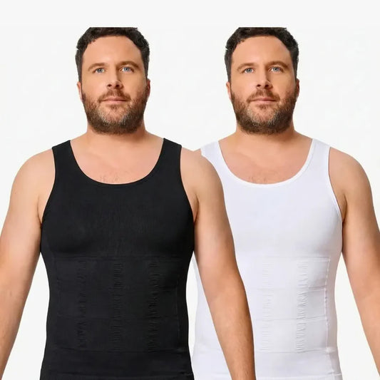Buy 1 Get 1 Free - Mens Shaper Vest Baniyain Tank - Pack of 2 - 1 Black and 1 White