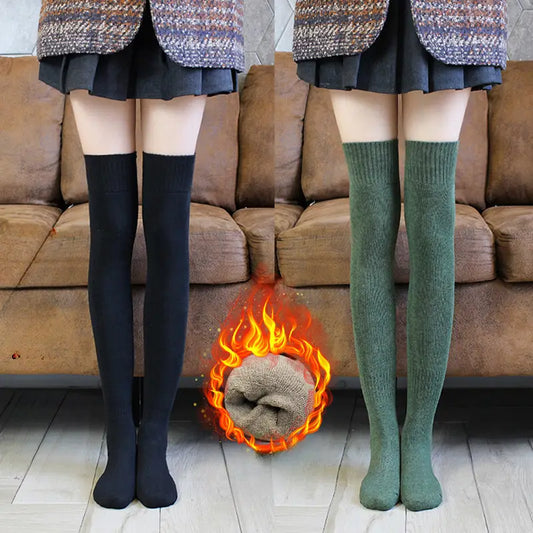 Pack of 3 - Warm and Over-the-Knee, Woolen Thigh High Socks – Knitted, Non-Slip, Stylish Comfort